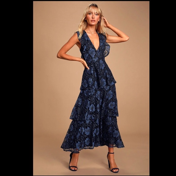 Lulus Dresses & Skirts - Lulu’s black and blue lace dress
